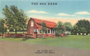 New Mexico Carlsbad The Red Barn 1940s roadside Teich linen Postcard 22-7852