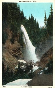 Vintage Postcard Rainier National Park Narada Falls Paradise River Washington WA