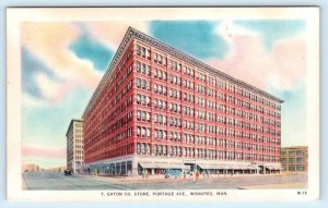 WINNIPEG, Manitoba Canada~ Street Scene T. EATON DEPARTMENT STORE 1930s Postcard