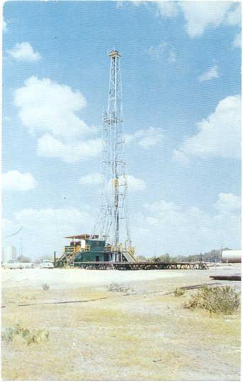 A Black Gold Drilling for Oil in Great State of Texas, TX, 1960 Chrome