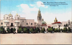 West Side of Plaza de Panama San Diego California Vintage Postcard C103