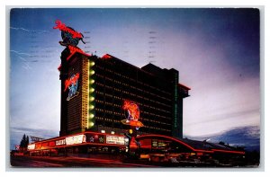 Harvey's Hotel Casino Night View Lake Tahoe Nevada NV Chrome Postcard U14