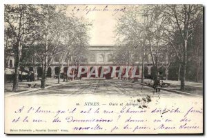 Postcard Old Nimes station and Avenue