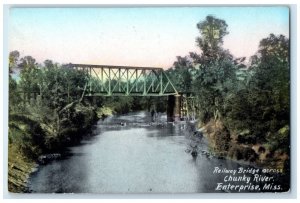 c1910 Railway Bridge Across Chunky River Enterprise Mississippi Vintage Postcard