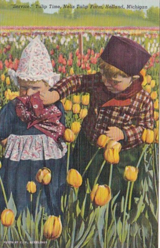 Michigan Holland Dutch Children In Tulip Field Nelis Tulip Farm Curteich