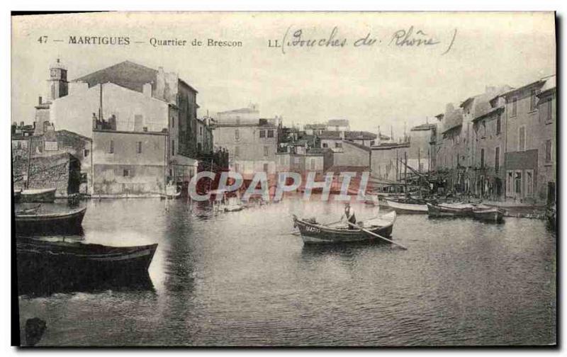 Postcard Old Quarter Brescon Martigues Boat