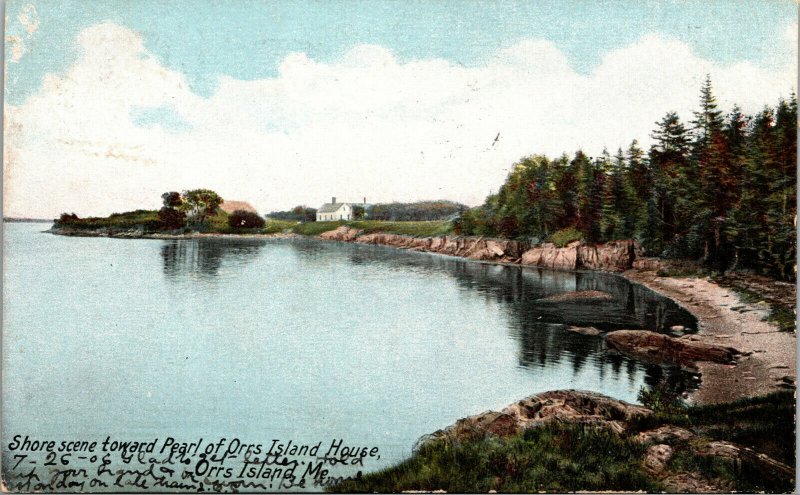 Vtg 1906 Shore View Towards Pearl of Orrs Island House Maine ME Postcard