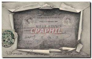 Old Postcard Ticket thousand Francs