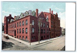 c1910 City Hospital College Physicians Surgeons Baltimore Maryland MD  Postcard
