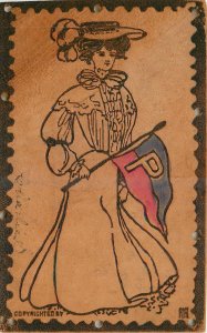 c1905 Leather Pennant woman University of Pennsylvania Postcard 25-11473