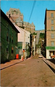 Vtg Quebec Canada La Rue Sous le Fort Street View Inclined Funiculaire Postcard