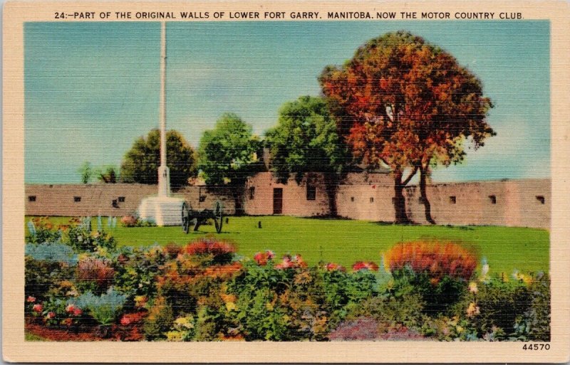 Lower Fort Garry Manitoba MB now Motor Country Club Vintage Linen Postcard H41