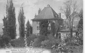 CHATEAU DE BELLERVIE GENEVE SWITZERLAND TO USA POSTCARD 1908