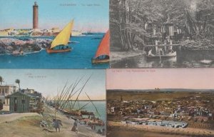 Caire Cairo Alexandria Bord Du Nil Fishing Boats 4x Antique Postcard s