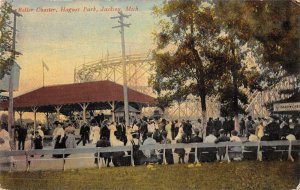 Jackson Michigan Hagues Park Roller Coaster Vintage Postcard AA28055