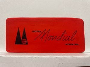 Hotel Mondial Luggage Label Cologne Germany Mid-Century Modern Ephemera