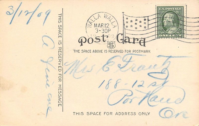 St Paul's Church & School Walla Walla Washington 1909 postcard