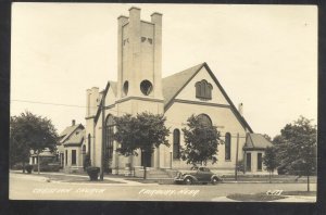 RPPC FAIRBURY NEBRASKA CHRISTIAN CHURCH OLD CARS VINTAGE REAL PHOTO POSTCARD