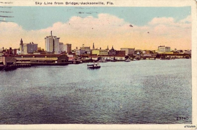 JACKSONVILLE, FL SKY LINE FROM THE BRIDGE 1928