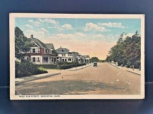 Postcard  Early View of West Elm Street in Brockton, MA      W3