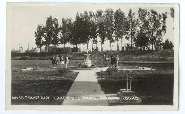 RPPC of Fountain in Lakeview Park Nampa Idaho ID by WACO