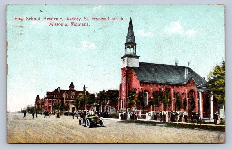 J97/ Missoula Montana Postcard c1910 Boys School St Francis Church 389