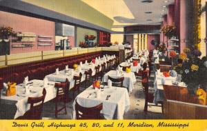 Meridian Mississippi David Grill Interior Antique Postcard K41384