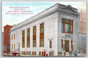 Jamestown New York~Natl Chautauqua County Bank~Automobile~Beaux-Arts~c1910 PC