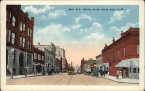 Sioux Falls South Dakota SD Main Ave Trolley Streetcar Vintage Postcard