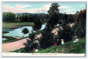 1911 Boulevard Ottawa Park River Lake Road Toledo Ohio Vintage Antique Postcard 