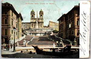 1910's Scalinata Della Trinita De Monti Rome Italy Staircase Posted Postcard