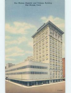 Unused Linen REGISTER AND TRIBUNE BUILDING Des Moines Iowa IA G0887