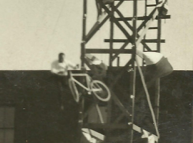 Ashtabula OHIO RPPC '10 HIGH DIVER Daredevil BICYCLE JUMPING HarborEddie Gifford 