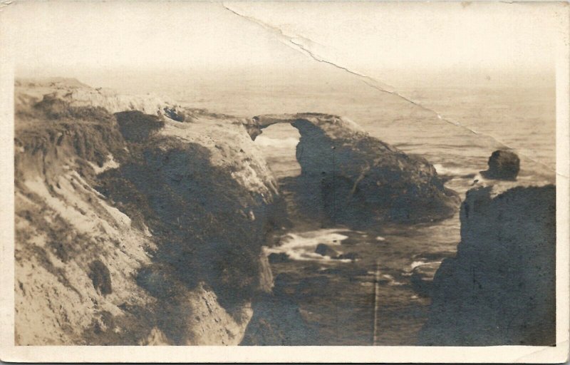 RPPC Santa Cruz CA Crown Rock and Natural Arch Ocean Cliffs Postcard V14