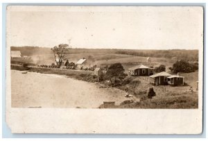 1917 Army Calvary Horse Farm Lake View Marston Mills MA RPPC Photo Postcard 