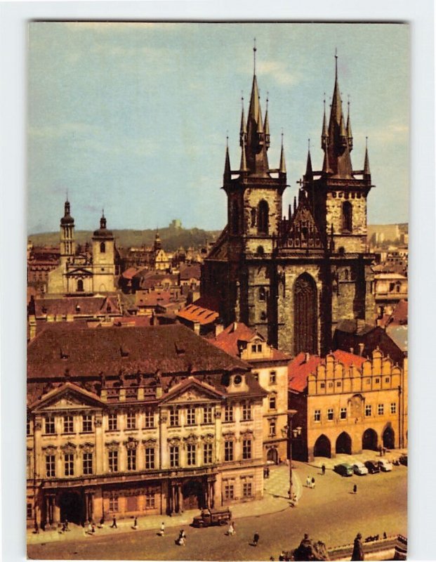 Postcard Part of the Old Town Square with Týn Cathedral, Prague, Czech Republic