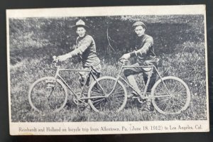 Mint USA RPPC Postcard Reinhardt & Holland On Bicycle Trip From Allentown To CA