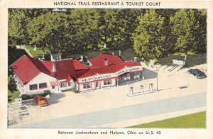 G27/ Hebron Ohio Postcard  Linen National Trail Restaurant Court US 40