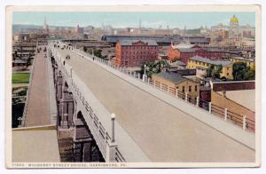 1915-1930 Harrisburg PA Mulberry Street Bridge Detroit Phostint RARE WB Postcard