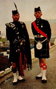 Scottish Military Life Piper and Sergeant In Uniform Queen's Own Highlan...