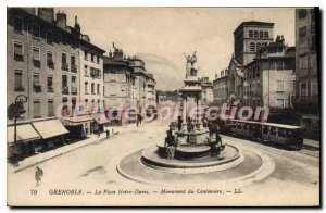 Old Postcard Grenoble Place Notre Dame Du Centenaire Monument