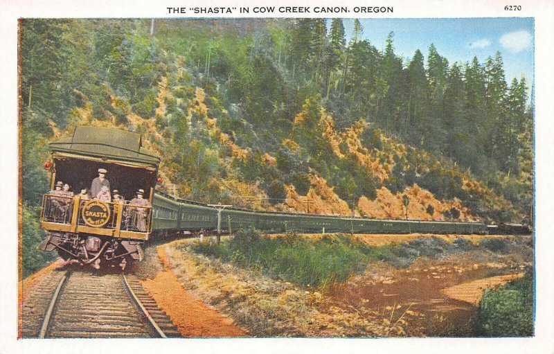 The Shasta Train in Cow Creek Canyon, Oregon, Early Postcard, Unused 