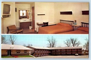 c1950 Hickman Motor Lodge & Restaurant Bedroom Cottages Des Moines Iowa Postcard