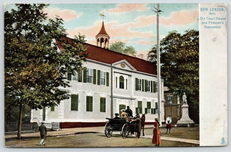 New London Connecticut~Old Colonial Courthouse & Firemen's Monument~c1905 TUCK 