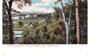 View of Connecticut River in Springfield, Massachusetts showing Mt. Tom in di...