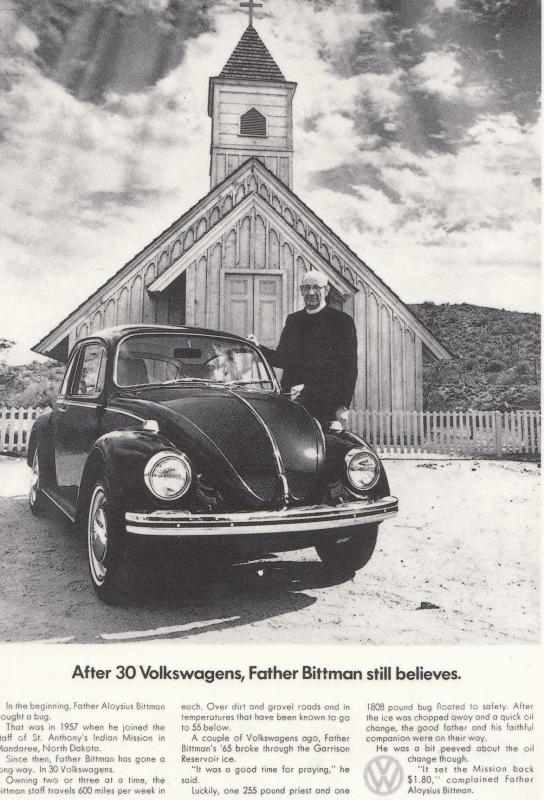 Volkswagen Car Priest Advertising Postcard