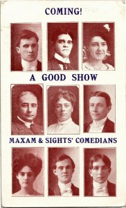 Advertising Maxam & Sights Comedians Troupe A Good Show Vintage Postcard D03