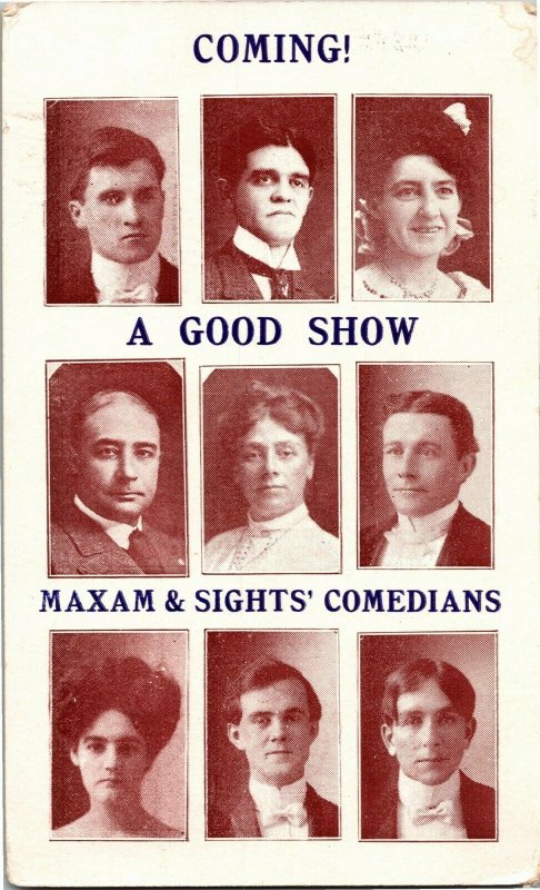 Advertising Maxam & Sights Comedians Troupe A Good Show Vintage Postcard D03 