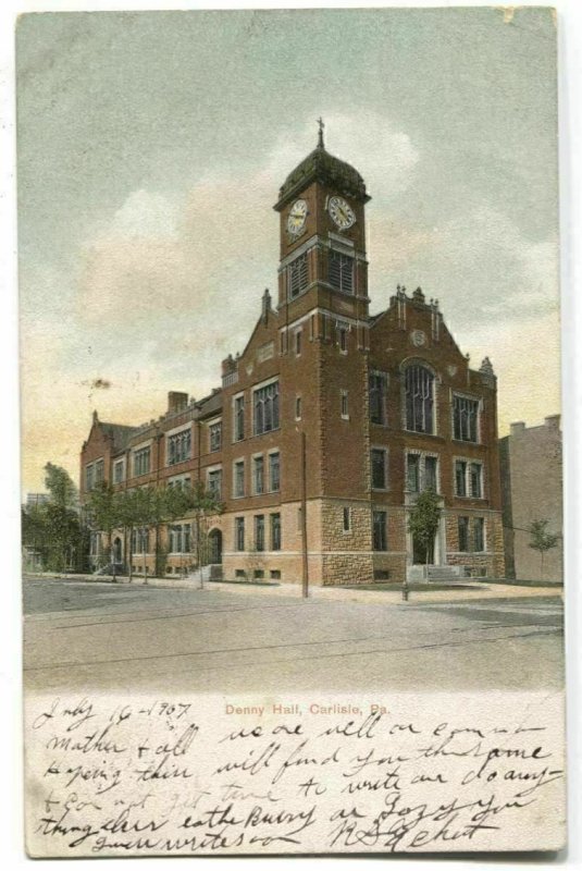 Postcard Denny Hall Carlisle PA 1907