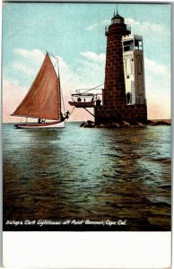 Bishop and Clark Lighthouse off Point Gammon Cape Cod MA Vintage Postcard H06